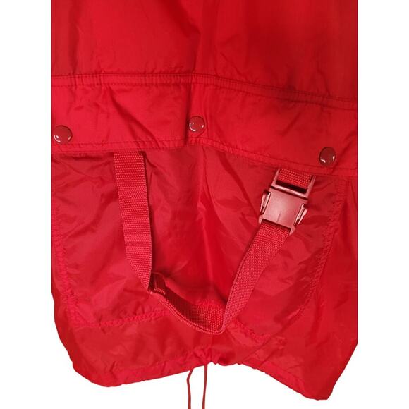 Totes Women Red Raincoat Hood Pocket Drawstring Hem Zip Front Sz L - Picture 4 of 8